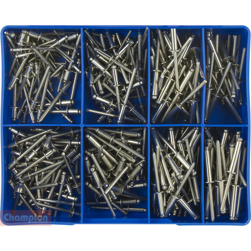Champion CA1894 Stainless (304/A2) Blind Rivet Assortment Kit, 330 Pcs