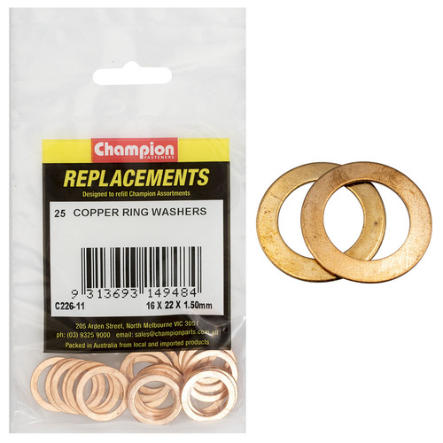Champion C226-11 Copper Ring Washer 16 x 22 x 1.5mm -  25/Pack