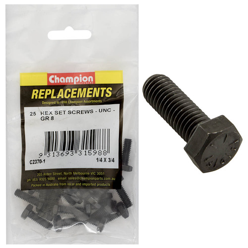 Champion C2370-1 Hex Set Screw 1/4 x 3/4" -  25/Pack