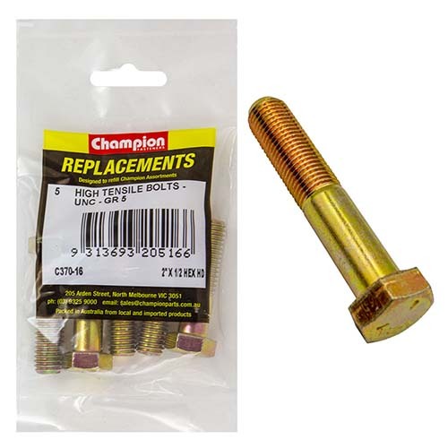 Champion C370-8 5/16 x 1-1/2" UNC High Tensile Bolt -  10/Pack