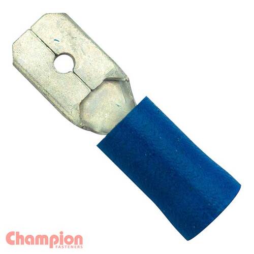 Champion 320M Crimp Terminal Blade Male Blue 6.3mm - 100/Pack