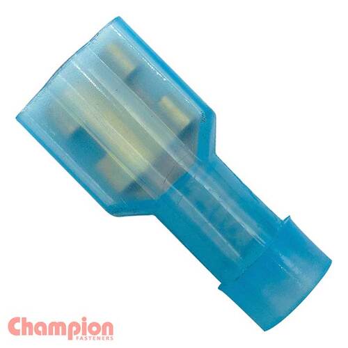 Champion Crimp Terminal Blade Female Fully Insulated Blue 6.3mm - 100/Pack