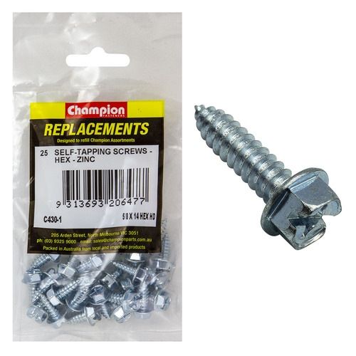 Champion C430-1 Hex Head Combo/Slotted Screw 6.3 x 16mm - 25/Pack