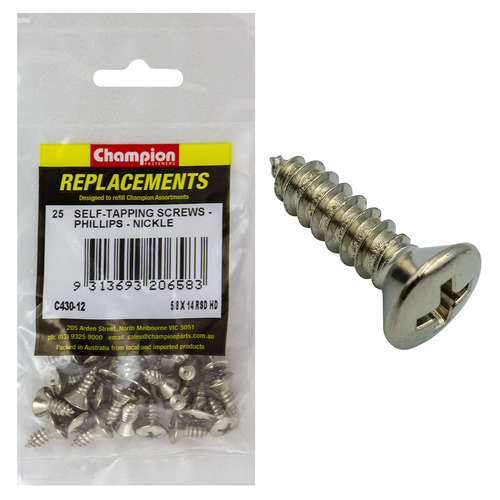 Champion C430-12 Raised Head Combo/Slotted Screw 6.3 x 16mm - 25/Pack