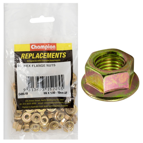 Champion C495-19 Hex Flanged Nut M6 x 1.00mm Zinc Plated - 95/Pack