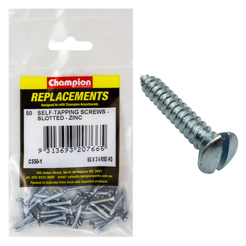 Champion C550-1 Raised Head Combo/Slotted Screw 3.5 x 19mm - 50/Pack