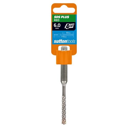 Sutton D6310600 6mm SDS Plus Masonry Drill Bit 4 Cut 110mm TCT