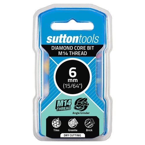 Sutton H1160060 6mm Diamond Hole Saw Core Bit M14