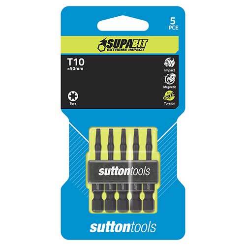 Sutton S1541050 T10 x 50mm Supabit Torx Screwdriver Bit 5 Pack