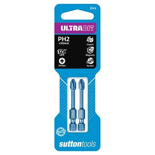 Sutton S1600250 PH2 x 50mm Phillips Ultrabit Screwdriver Bit 2 Pack