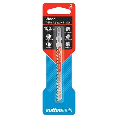 Sutton H4391002 Jigsaw Blade Wood Straight Fast Cut 100mm 6 TPI 2 Pack