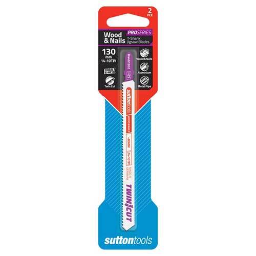 Sutton H4461302 Jigsaw Blade Wood & Nail Twin Cut 130mm 14-10 TPI 2 Pack