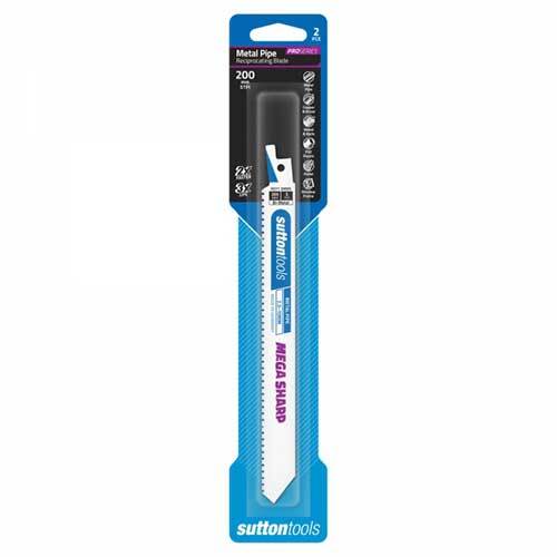 Sutton H51120005 200mm Reciprocating Blade Metal Pipe Mega Sharp 5 TPI 2 Pack