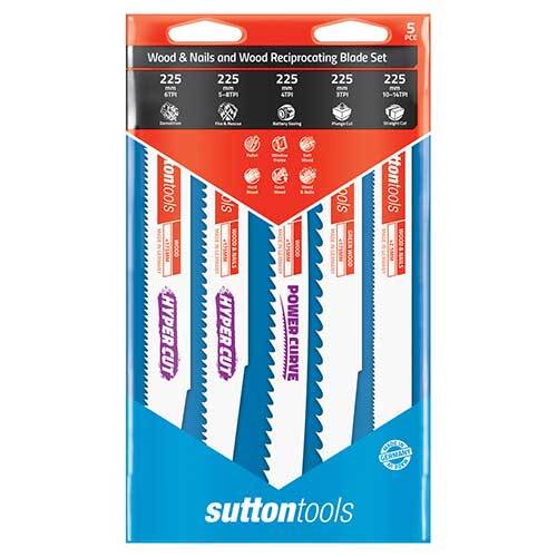 Sutton H5900005 225mm Reciprocating Blade Wood Set 5 Pieces