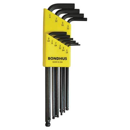 Bondhus BD10938 Ball End L-Wrench Imperial Set (1/16 - 1/4") 10 Pieces