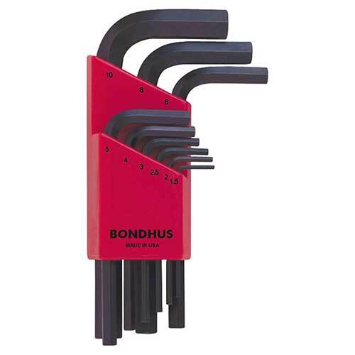 Bondhus BD12299 Hex End L-Wrench Short Metric (1.5 - 10mm) 9 Pieces