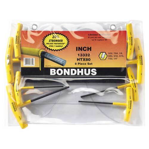 Bondhus BD13332 Hex End T-Handle Imperial (3/32 - 1/4") 8 Pieces