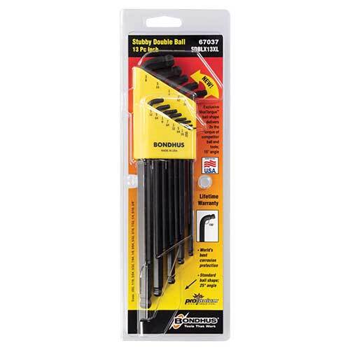 Bondhus BD67037 Stubby Double Ball End L-Wrench Imperial Set 13 Pieces