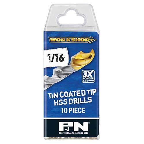 P&N 166410624 1/16" Workshop Jobber Drill Bit HSS Co TiN Imperial 10 Pack