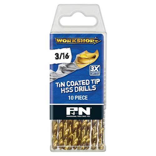 P&N 166411875 3/16" Workshop Jobber Drill Bit HSS Co TiN Imperial 10 Pack