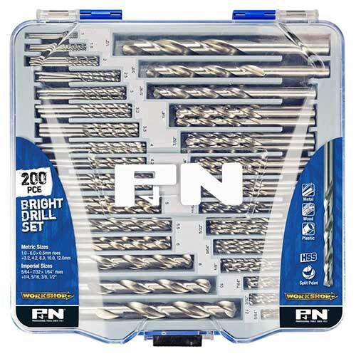 P&N 165399200 Bright Drill Set - Workshop Metric and Imperial 200 Pcs