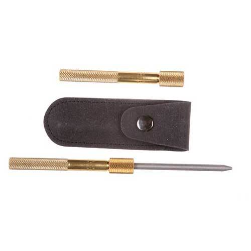 Eze-Lap M Round Sharpener 3-1/4 x 1/4" Shaft in Brass Handle,Pouch w/ Belt Loop