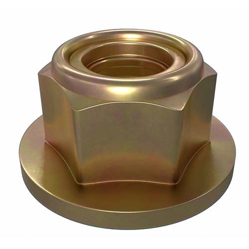 M24 x 3mm Hex Flange Nyloc Nut Class 10 Yellow Passivate  - Box of 25