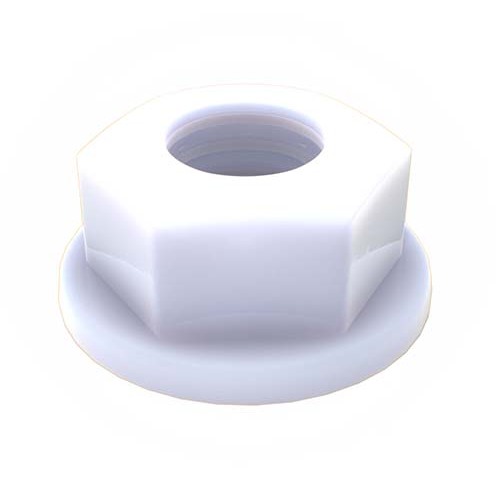 M20 Metric Hex Flange Nut Nylon Natural - Pack of 25
