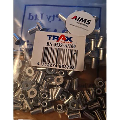 Trax BN-M3S-A/100 3mm Blind Nuts, Pack of 100