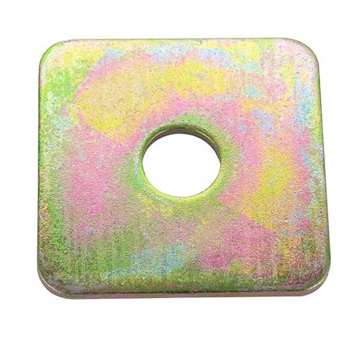 M10 x 38 x 3mm Square Washer Mild Steel Zinc Yellow  - Box of 200