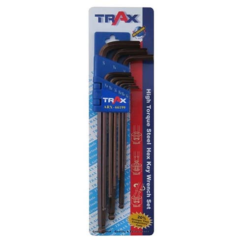 Trax ARX-66099 9Pc Extra-long Ball Speed Metric Hex Key Wrench Set