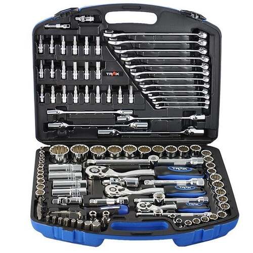 Trax ARX-432115 1/4", 3/8" & 1/2" Drive Socket and Wrench Set, 115Pc