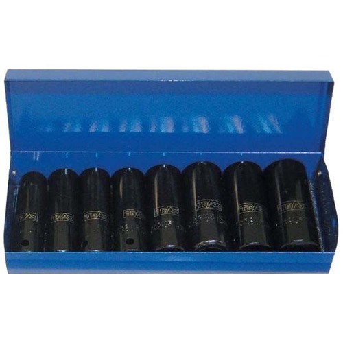 Trax AD-309S 3/8" Dr. Long Imperial Impact Socket Set, 8Pc Set