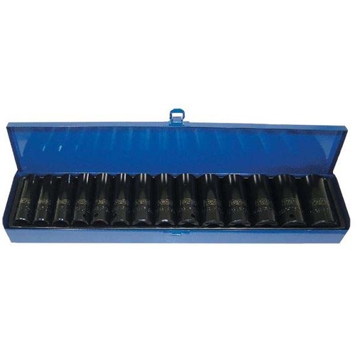 Trax AD-415M 1/2" Drive Long Metric Impact Sockets Set, 14Pc Set