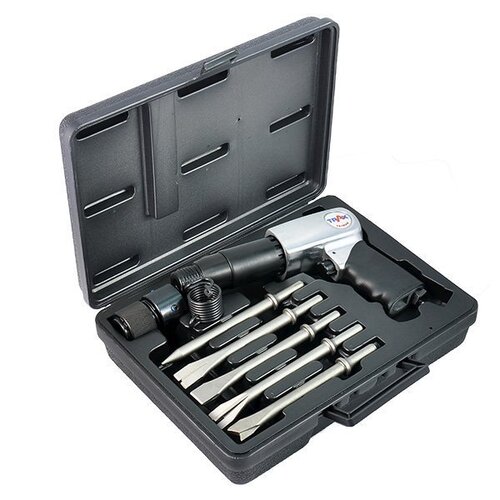 Trax ARX-715RK Round Shank Long Air Chisel Hammer Kit Set, 7Pc Set