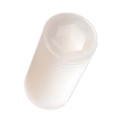 3/8 x 1" UNC Hex Socket Grub Screw Nylon Natural Pack of 25