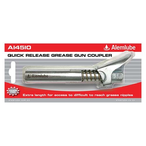 Alemlube 1/8" BSPT Extra Long Quick Release Grease Gun Coupler 14510