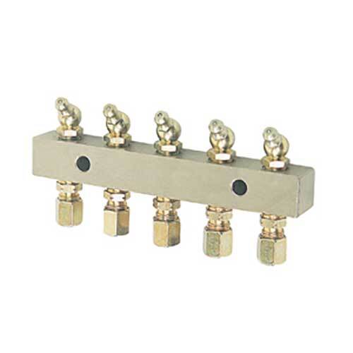Alemlube Header Block 5 Outlet Fittings and Grease Nipples 6135