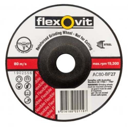Flexovit Grinding Wheel Flexible Disc AC36 100 x 3 x 16mm - Pack of 20
