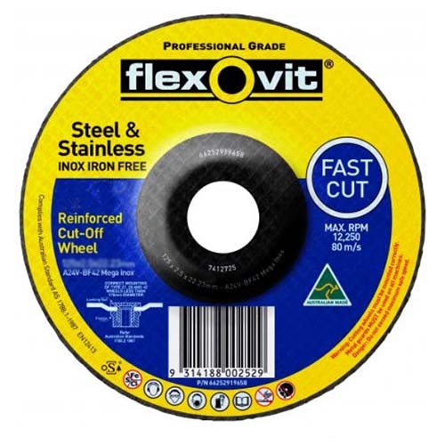 Flexovit Cut Off Wheel Mega Inox Premium 100 x 2.5 x 16mm - Pack of 50