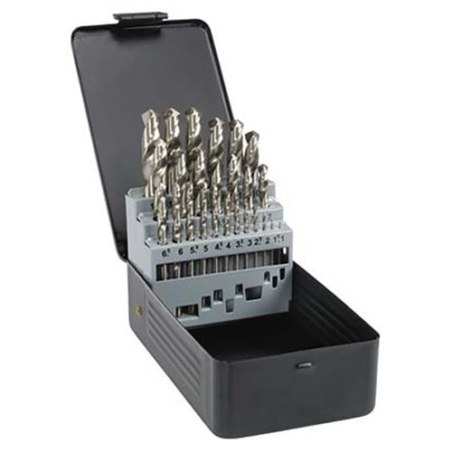 Saber 25 Pieces HSS Bright Finish Drill Set in Metal Case - 8002-M3M