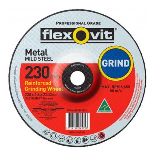 Flexovit Grinding Wheel Metal Depressed Zirconia 230 x 6.8 x 22.23 mm - Pack of 5