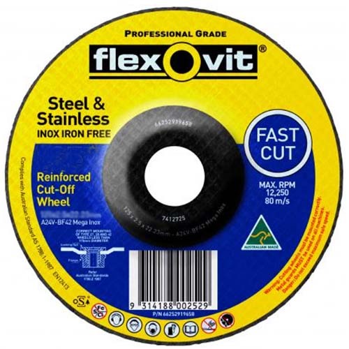 Flexovit Cut-Off Wheel Depressed Ultra Thin Premium 125 x 2.0 x 22.23 mm - Pack of 10