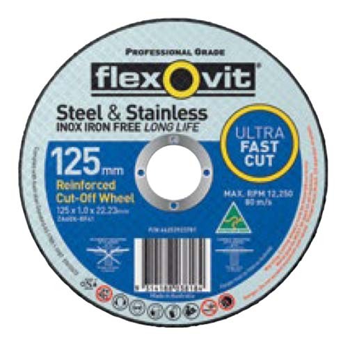 Flexovit Cut-Off Wheel Mega Ultra Thin Zirconia 125 x 1.0 x 22.23 mm - Pack of 25