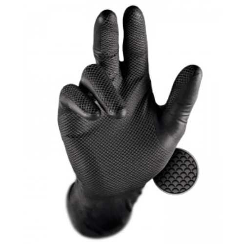 Gloves Grippaz Non Slip Nitrile Black 2 Extra Large (XXL) GZGLVSKNDBKR2XL - 50/Box