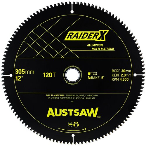 Austsaw 305mm RaiderX Aluminium Multi Material Blade 30mm Bore 120 Teeth