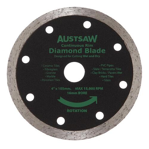 Austsaw 103mm (4") Diamond Blade Continuous Rim - 16mm Bore