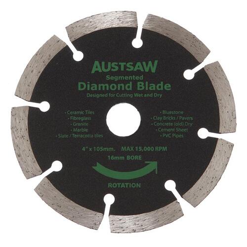 Austsaw 103mm (4") Diamond Blade Segmented - 16mm Bore