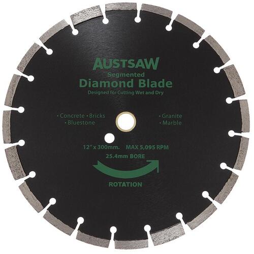Austsaw 300mm (12") Diamond Blade Segmented General Purpose 25.4mm Bore