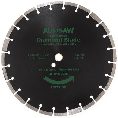 Austsaw 350mm Diamond Blade Segmented General Purpose 25.4mm Bore